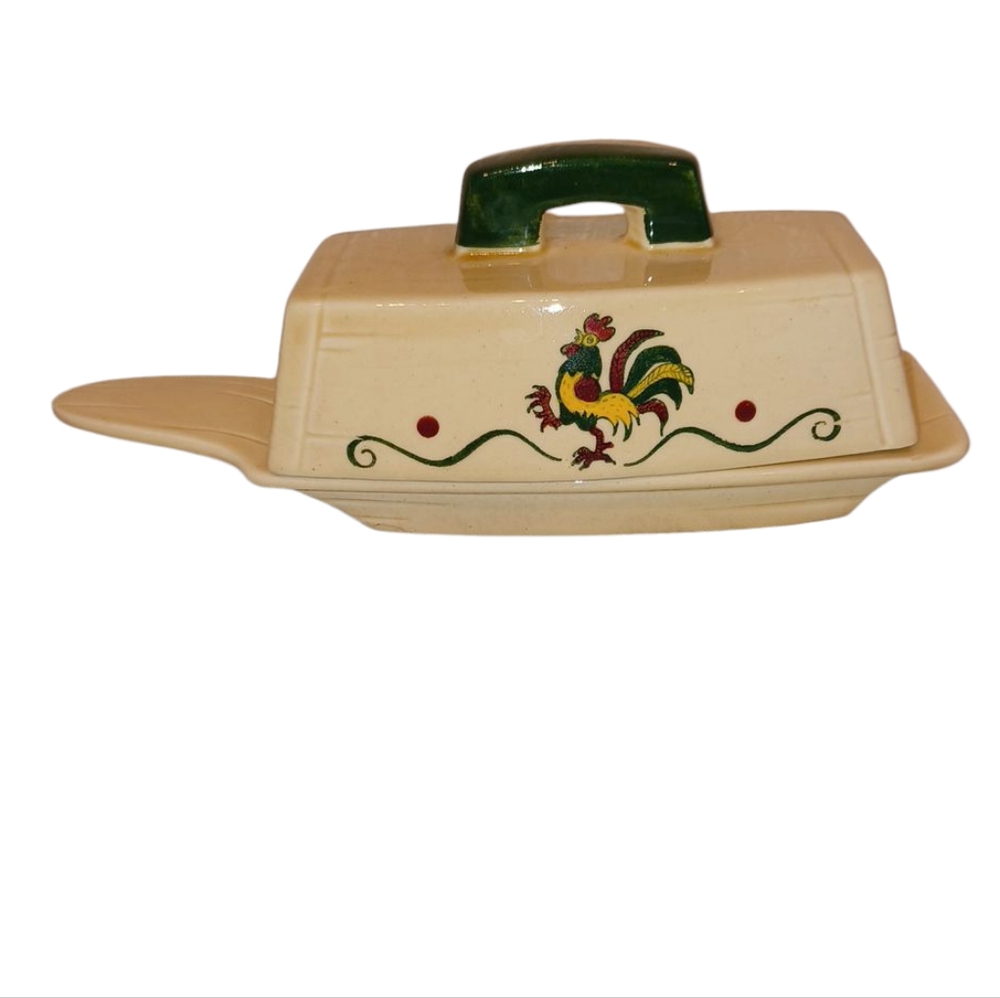 Rooster/Country Butter Dish With Lid  By Poppytrail - Metlox